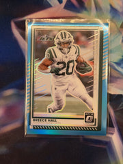 Breece Hall Aqua Prizm Front - 2025 Donruss Optic