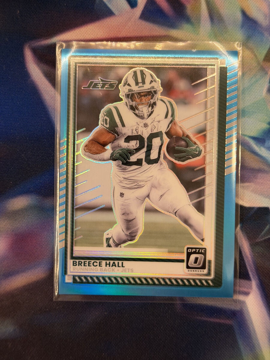 Breece Hall Aqua Prizm Front - 2025 Donruss Optic
