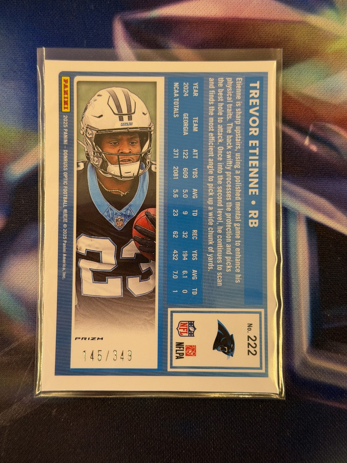 Travis Etienne Jr. Rated Rookie Blue Prizm Back - 2025 Donruss Optic