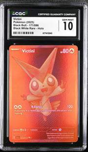 2025 Pokemon Black Bolt Victini 171/086 Black White Rare Red CGC 10