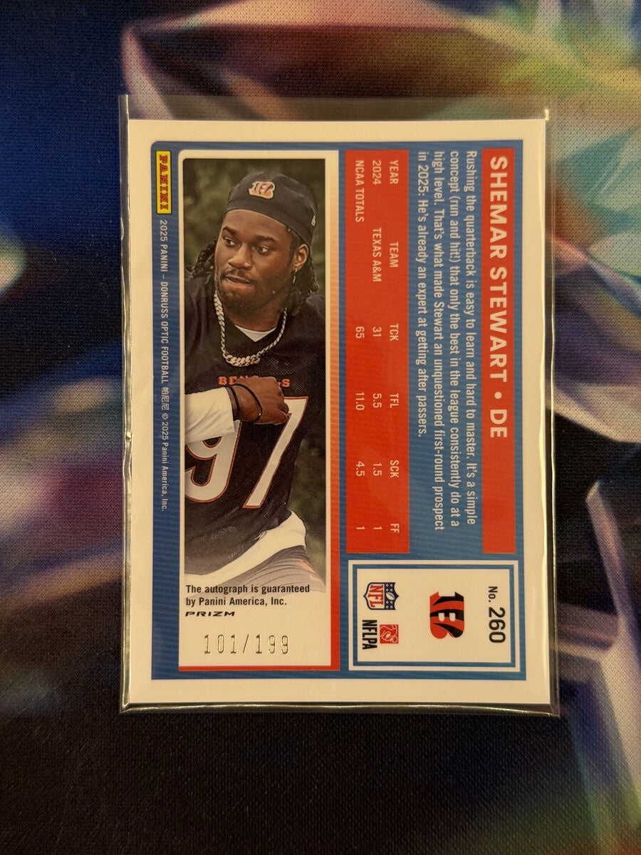 Shemar Stewart Rated Rookie Auto Holo Prizm Back - 2025 Donruss Optic