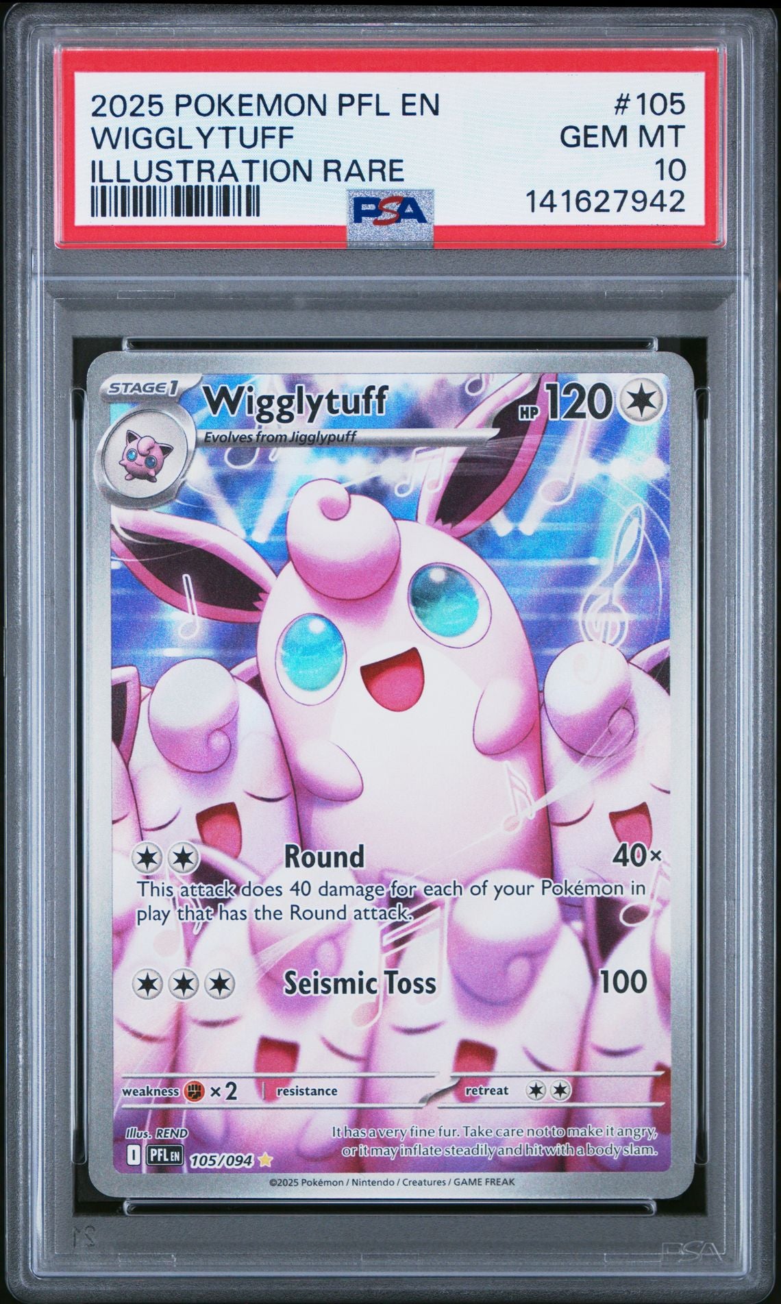 2025 Pokemon PFL - Phantasmal Flames - #105 Wigglytuff Illustration Rare - PSA Graded Card