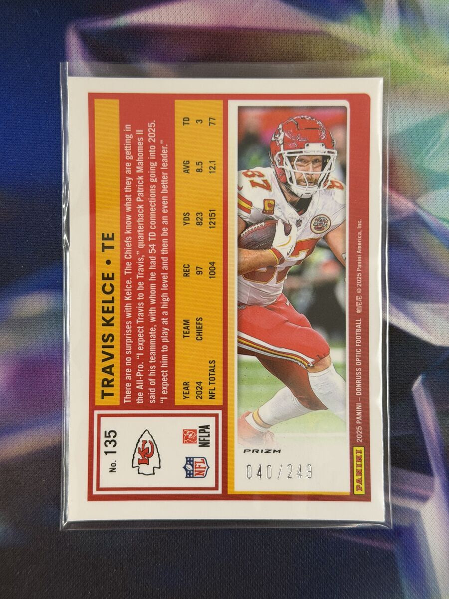 Travis Kelce Blue Prizm Back - 2025 Donruss Optic