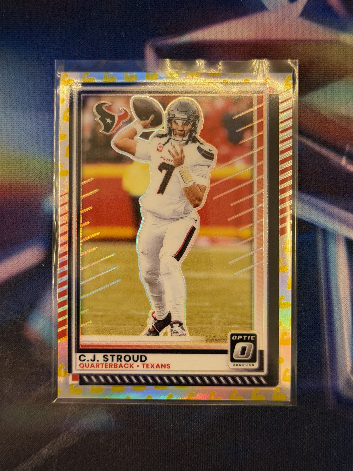 C.J. Stroud Flex Emoji Prizm Front - 2025 Donruss Optic