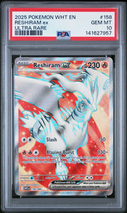 2025 Pokemon WHT EN-White Flare - #158 Reshiram Ex Ultra Rare - PSA Graded Card