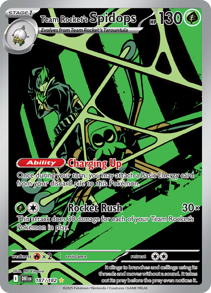 2025 Pokemon DRI-EN - Team Rocket's Spidops #187 - Illustration Rare  - Ungraded Raw Card