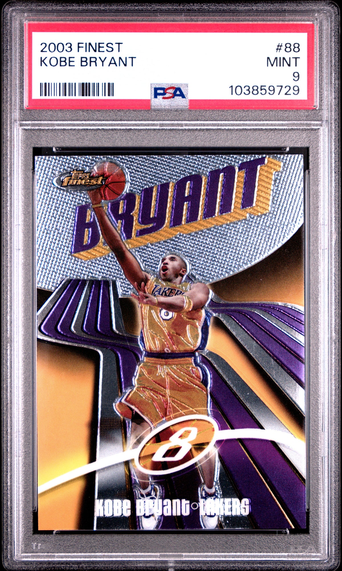 2003 Finest #88 - Kobe Bryant PSA 9 Front - Cert #103859729