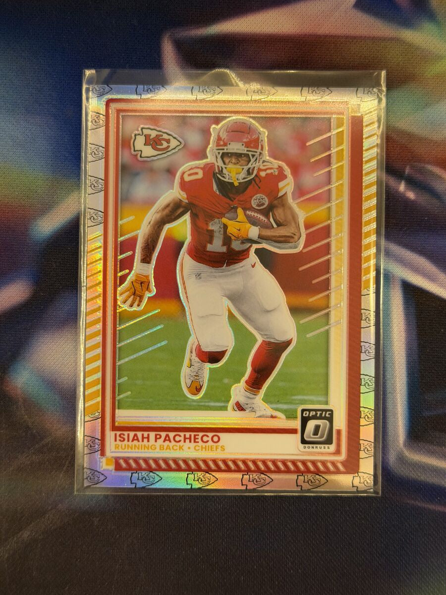 Isiah Pacheco Team Logo Prizm Front - 2025 Donruss Optic