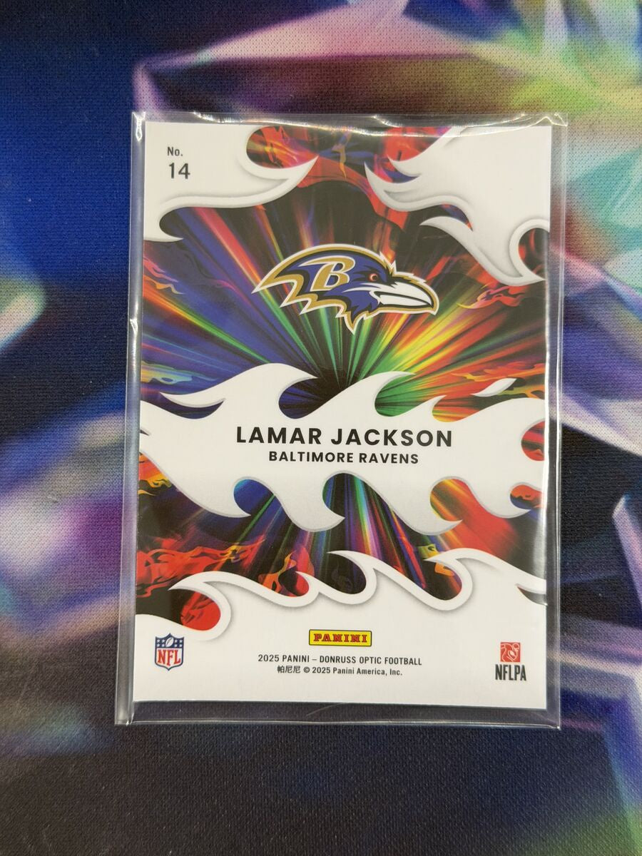 Lamar Jackson Light It Up Back - 2025 Donruss Optic