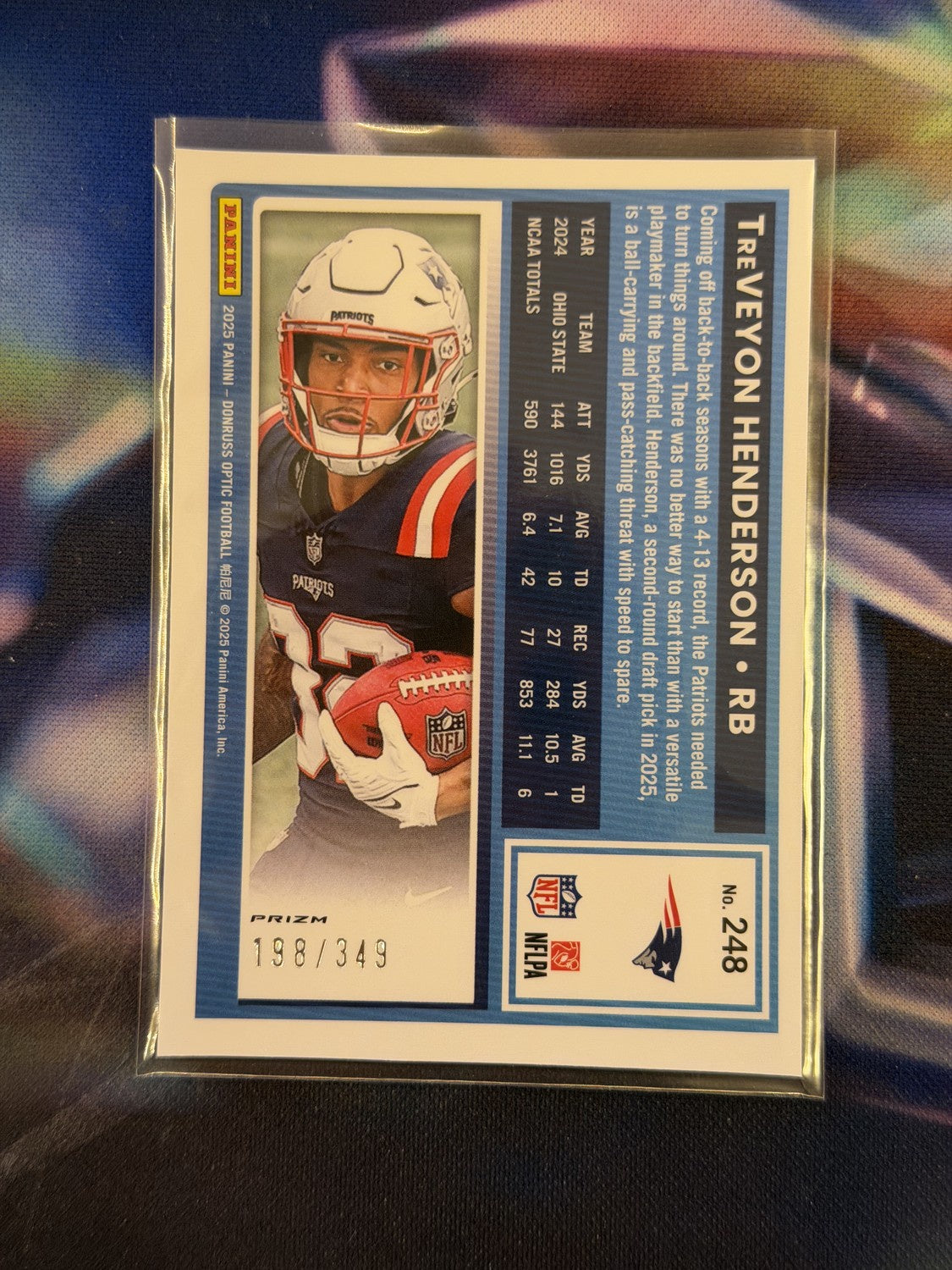 TreyVeyon Henderson Rated Rookie Aqua Prizm Back - 2025 Donruss Optic