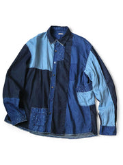 Kapital Cotton x Linen IDG Patch Kathmandu Shirt - EK-1814LS - Made in Japan