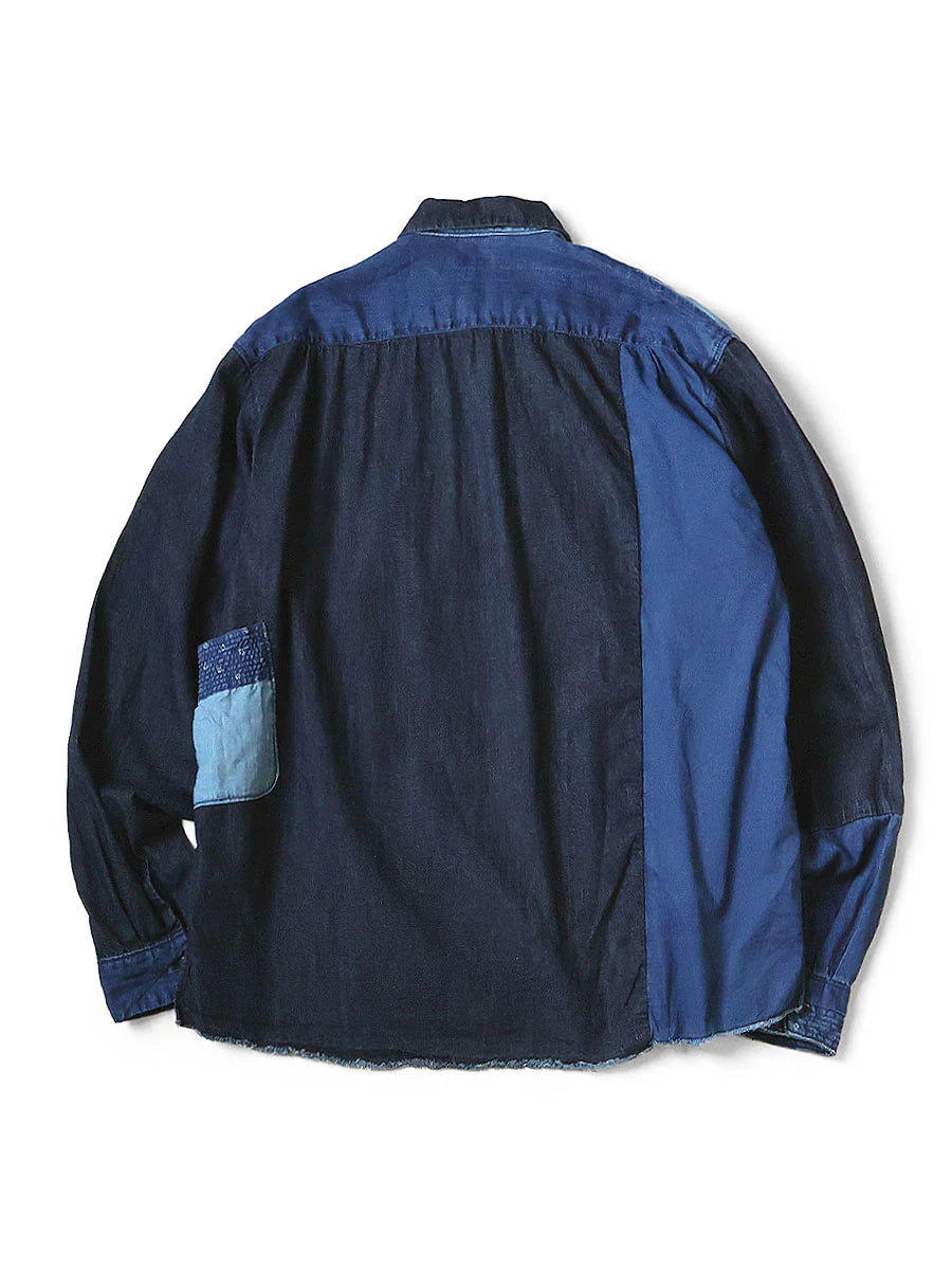 Kapital Cotton x Linen IDG Patch Kathmandu Shirt - EK-1814LS - Made in Japan
