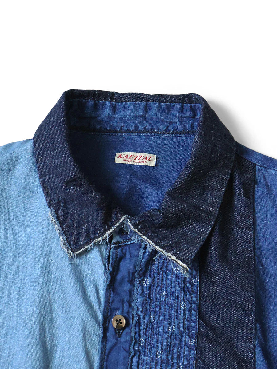 Kapital Cotton x Linen IDG Patch Kathmandu Shirt - EK-1814LS - Made in Japan