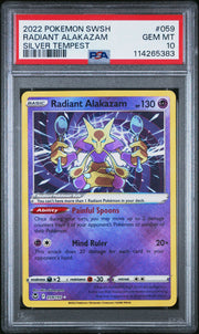 2022 Pokemon Sword & Shield Silver Tempest 059 Radiant Alakazam - PSA Graded Card