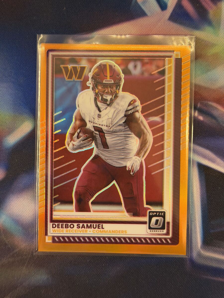 Deebo Samuel Orange Prizm Front - 2025 Donruss Optic