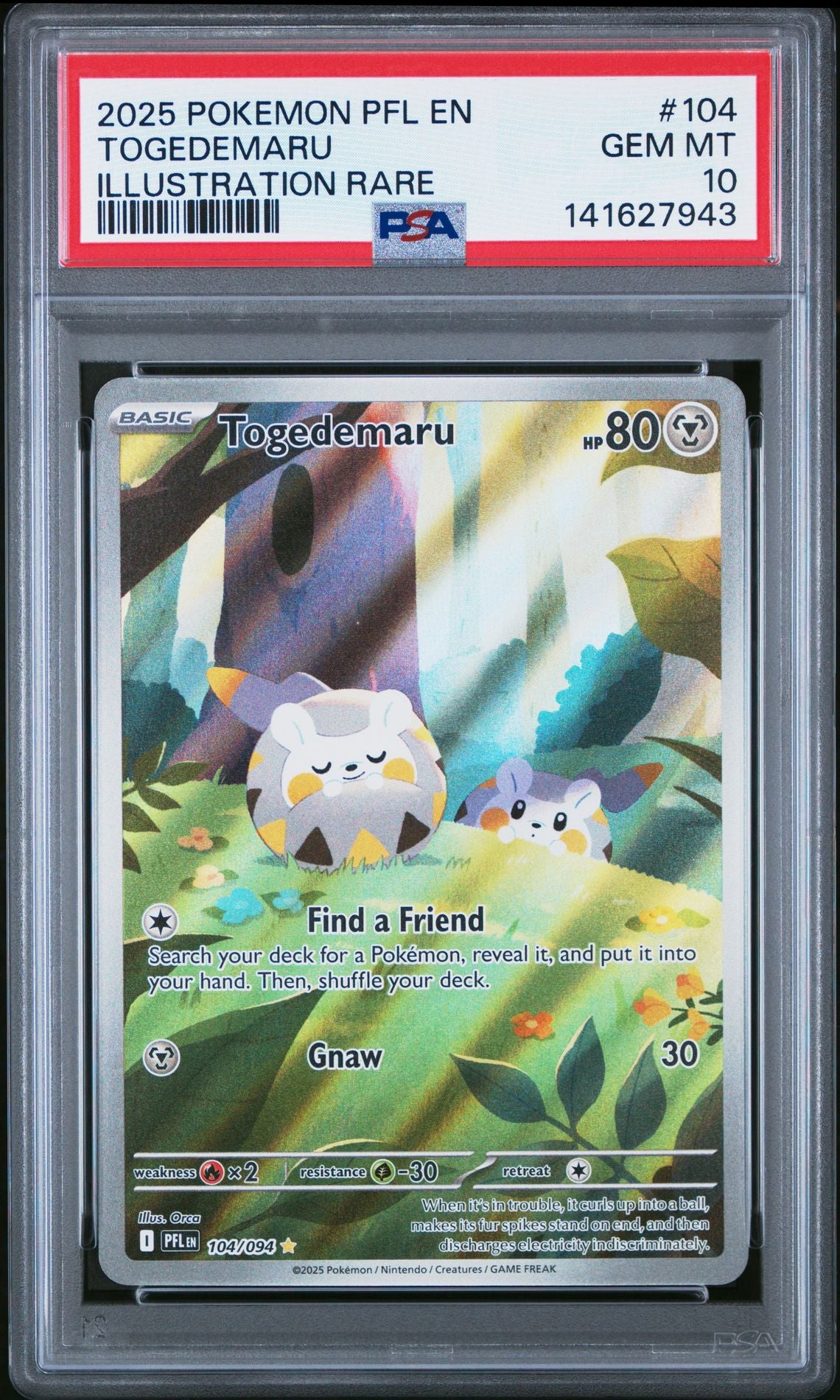 2025 Pokemon PFL - Phantasmal Flames - #104 Togedemaru Illustration Rare - PSA Graded Card