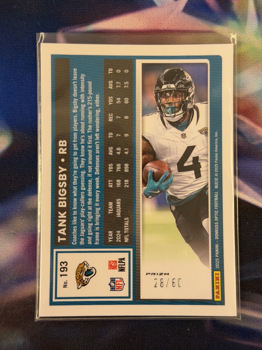 Tank Bigsby Purple Prizm Back - 2025 Donruss Optic