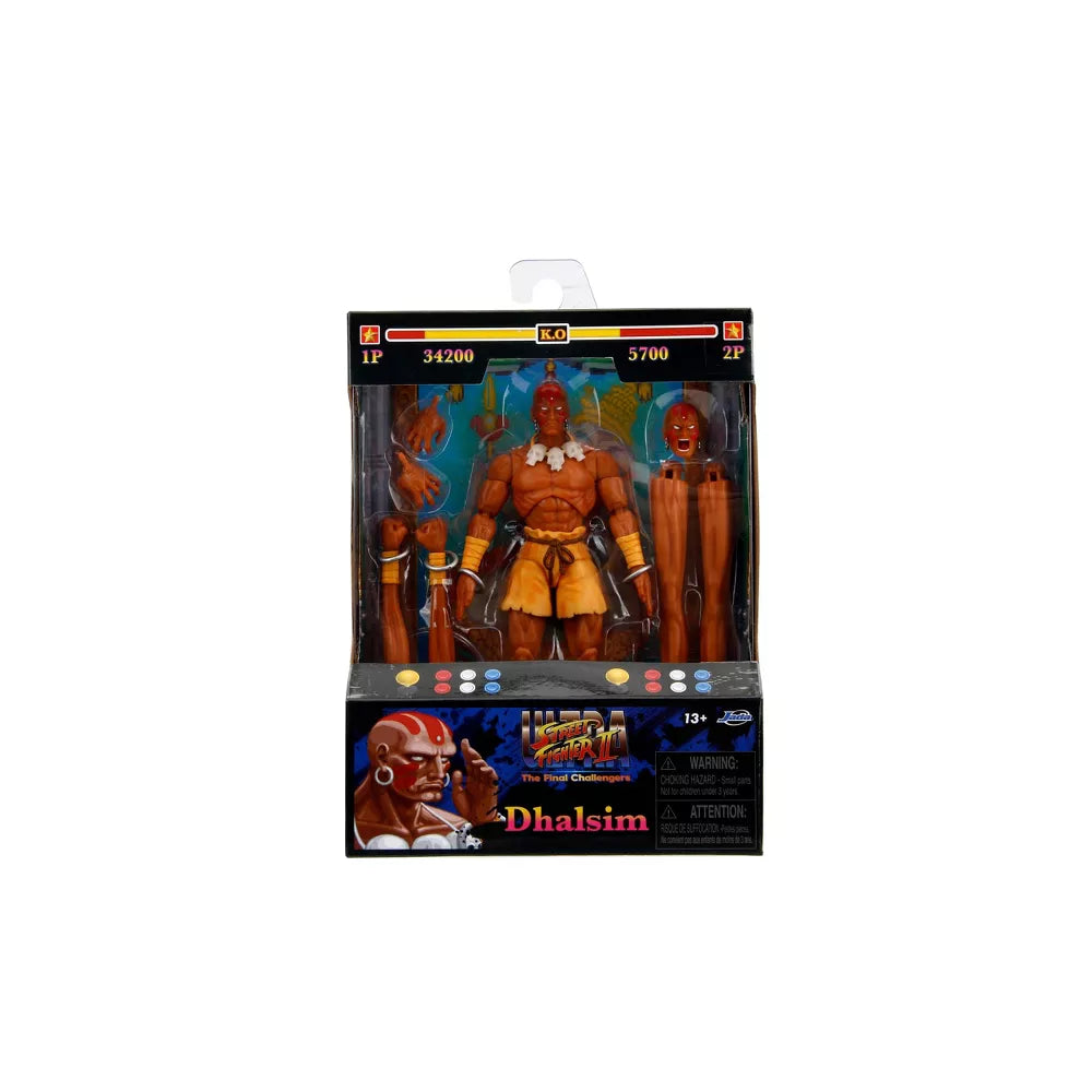 Jada Toys - Street Fighter 2 - The Final Challengers 6 Inch Action Figure Set of 3 - Ken, Chun-Li, Dhalsim