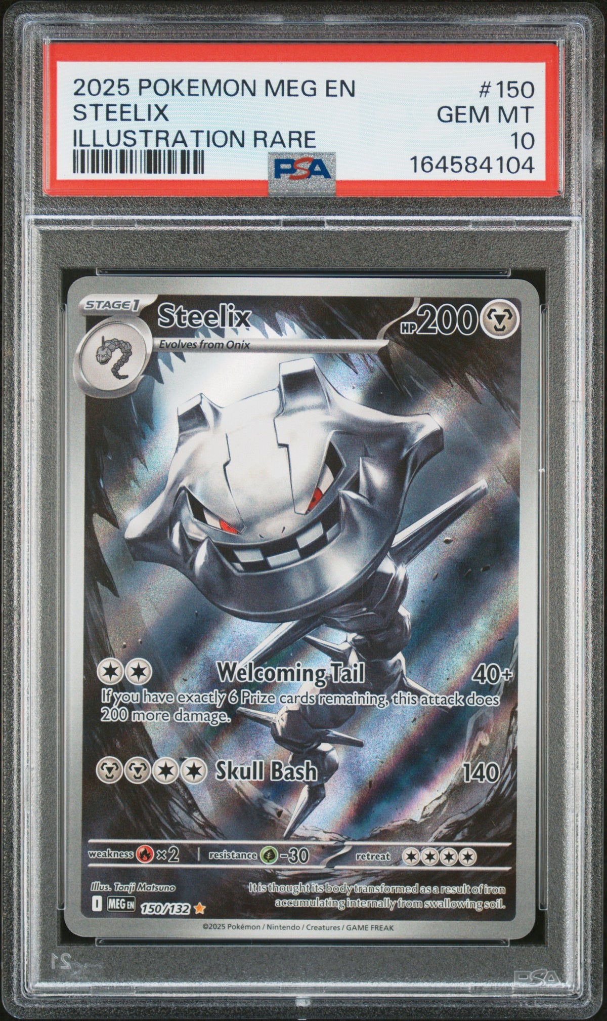 2025 Pokemon Mega Evolution - Steelix - Illustration Rare #150 - PSA Graded Card
