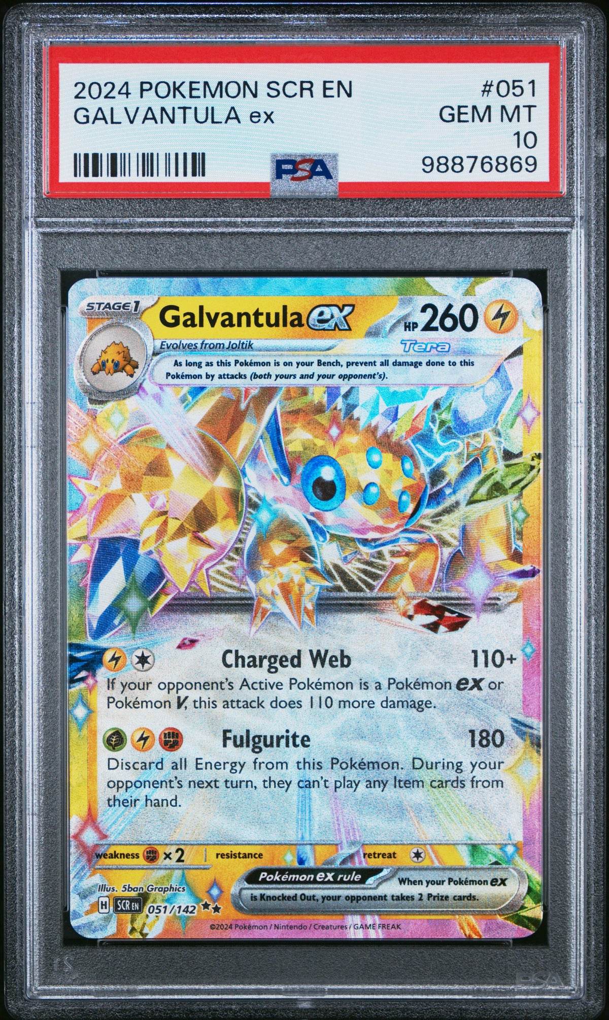 2024 Pokemon SCR-EN - #051 Galvantula Ex - Stellar Crown - PSA Graded Card
