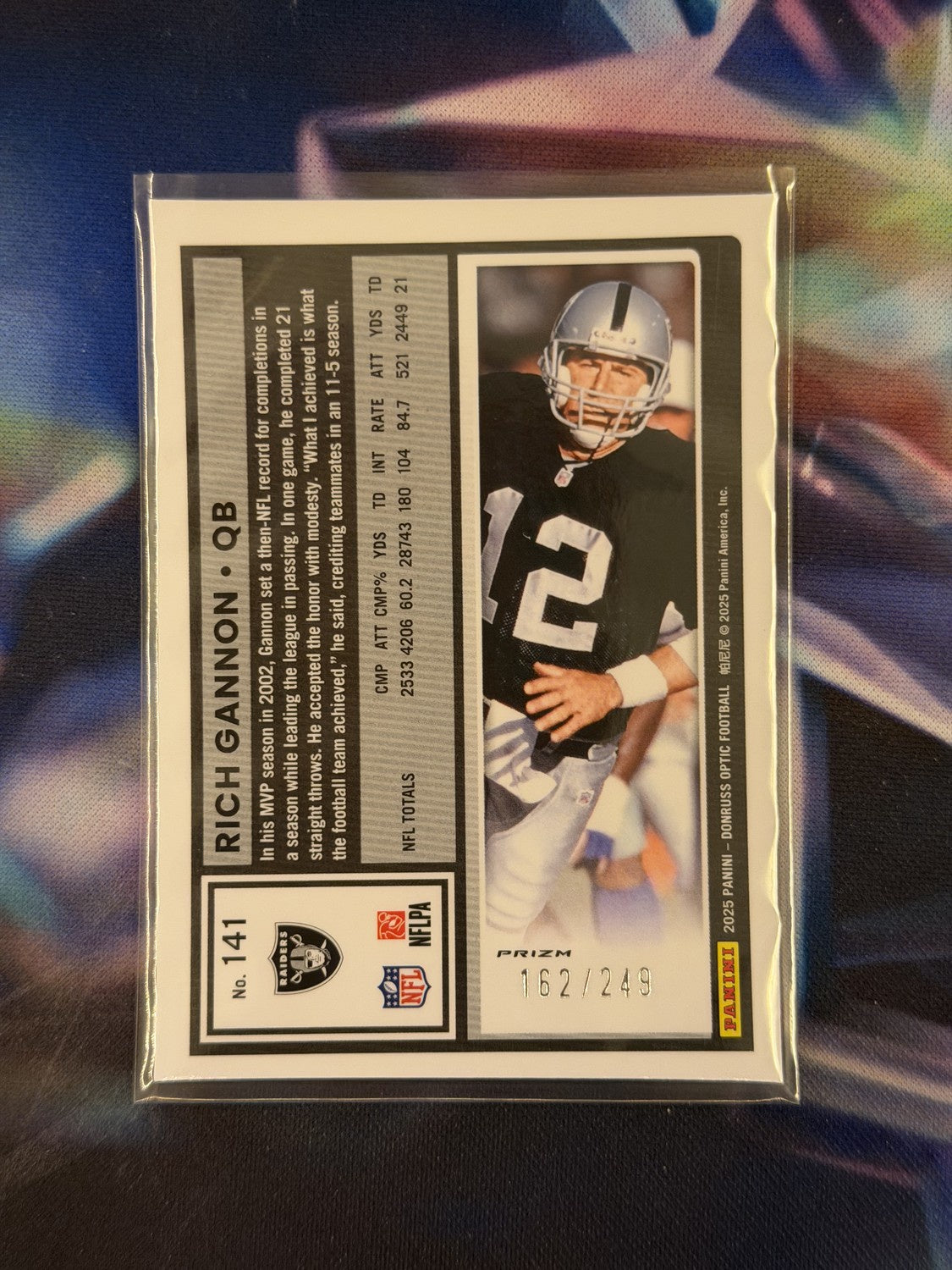 Rich Gannon Blue Prizm Back - 2025 Donruss Optic