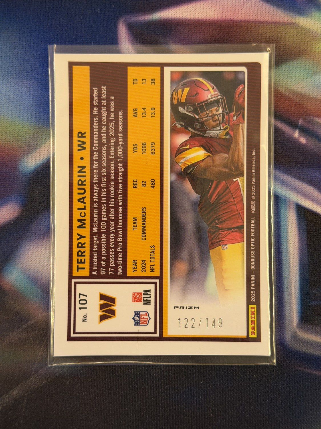 Terry McLaurin Red Prizm Back - 2025 Donruss Optic