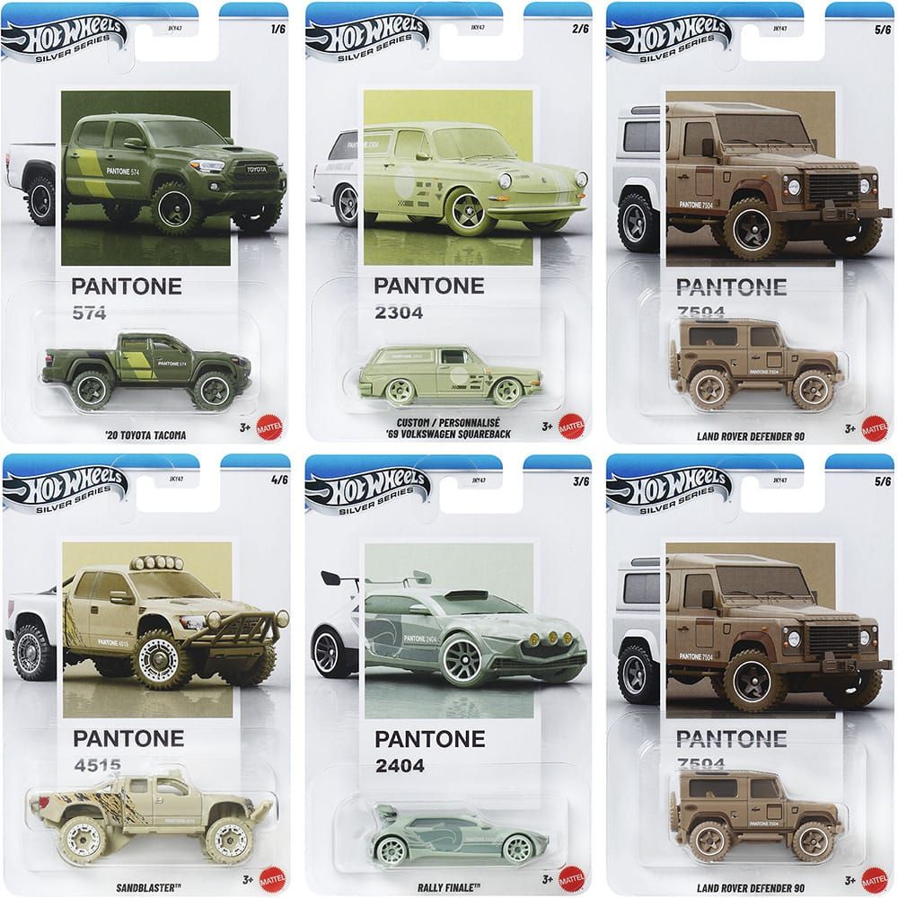 Hot Wheels Silver Series - Pantone Mix 2 - Complete Set of 6 Including Chase - JKY47