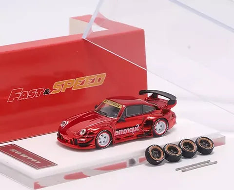 Fast Speed 1:64 - Porsche RWB 993 GT - Chrome Red Supreme