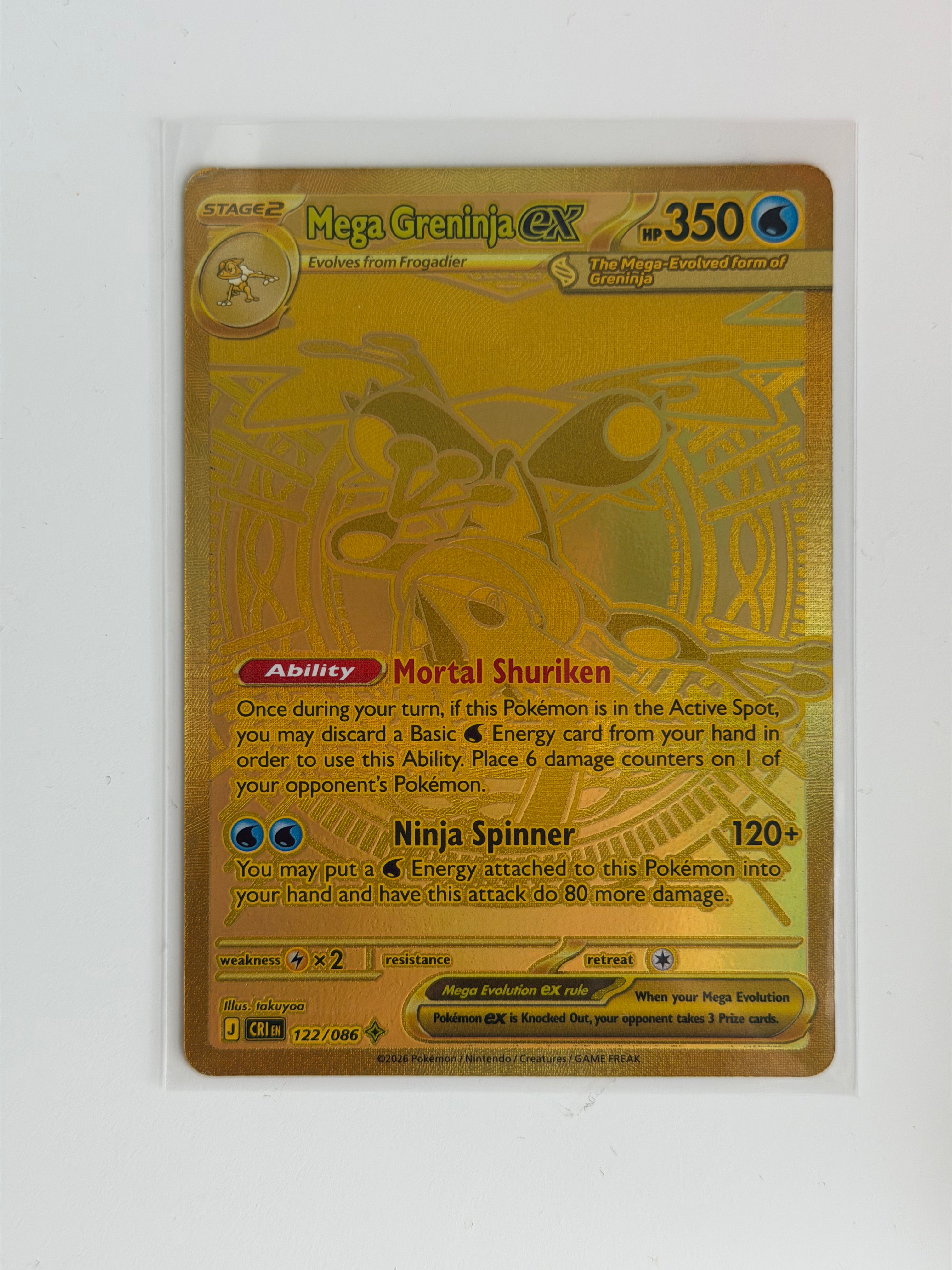 2026 Pokemon CRI-EN - Mega Greninja Ex 122/086 - Mega Hyper Rare Gold