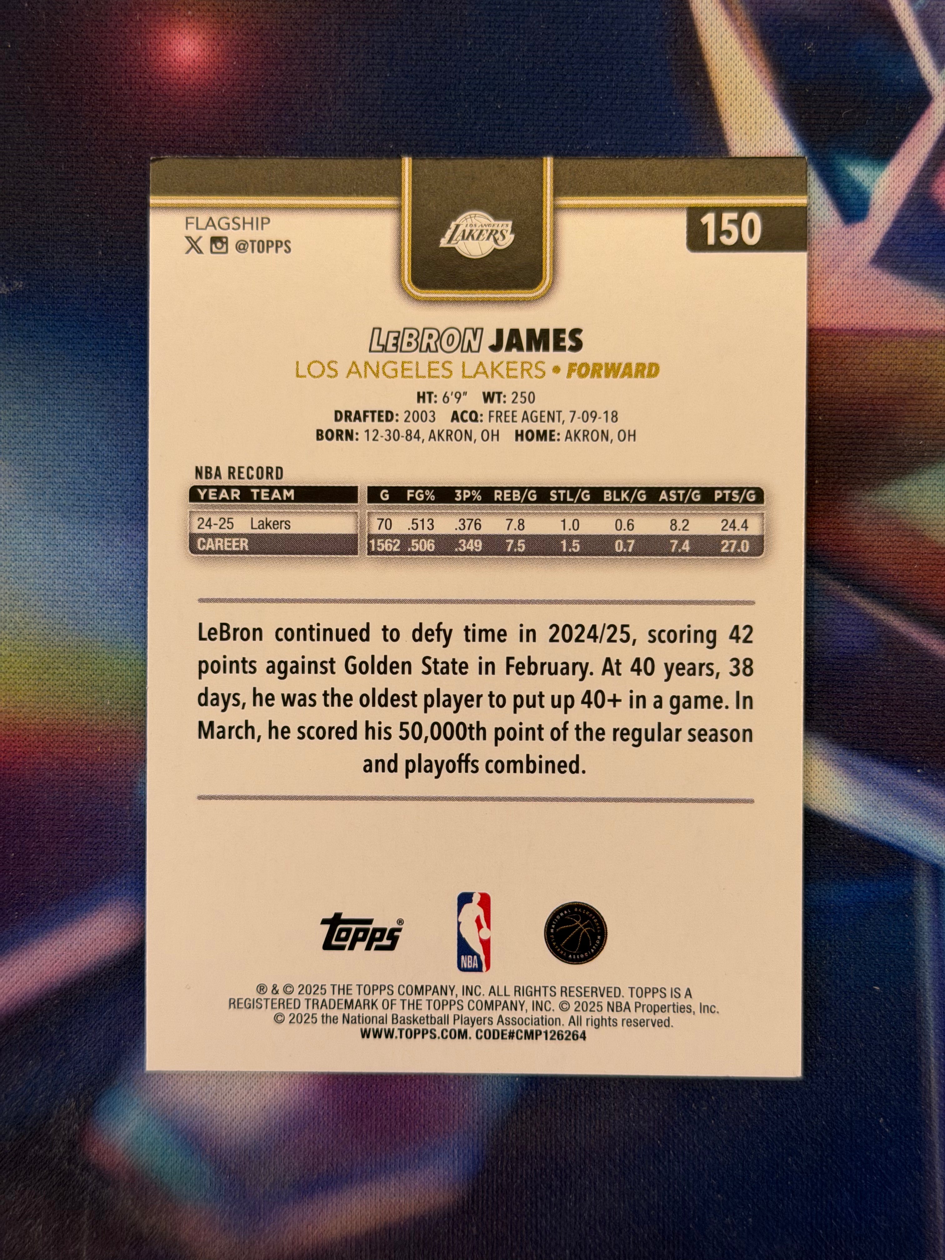 2025-26 Topps - Lebron James - Blackout Exclusive Parallel #150  - Raw Ungraded Card