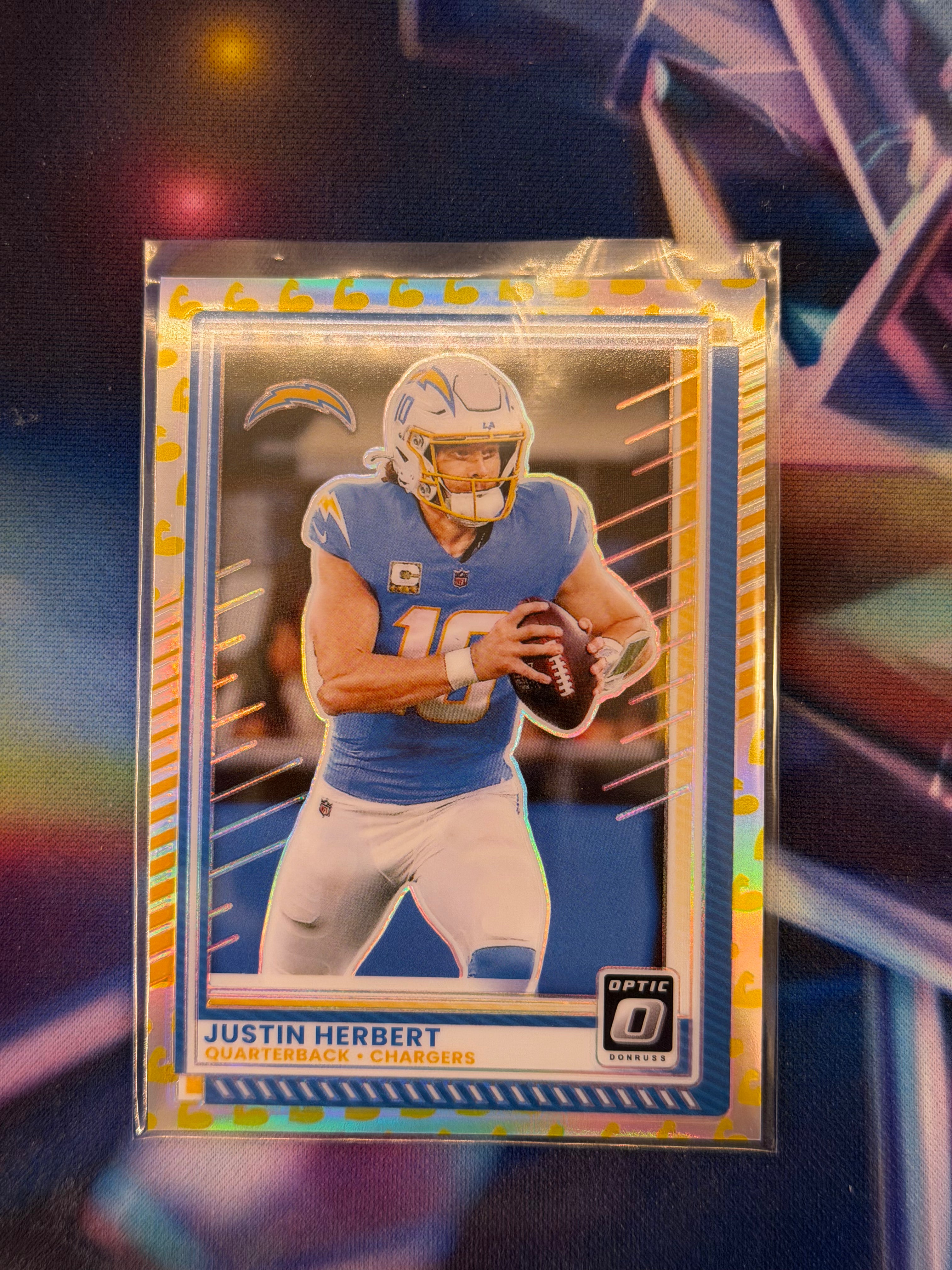 2025 NFL Panini Donruss Optic - Justin Herbert Flex Emoji Limited to /199 - Chargers - Raw Ungraded Card