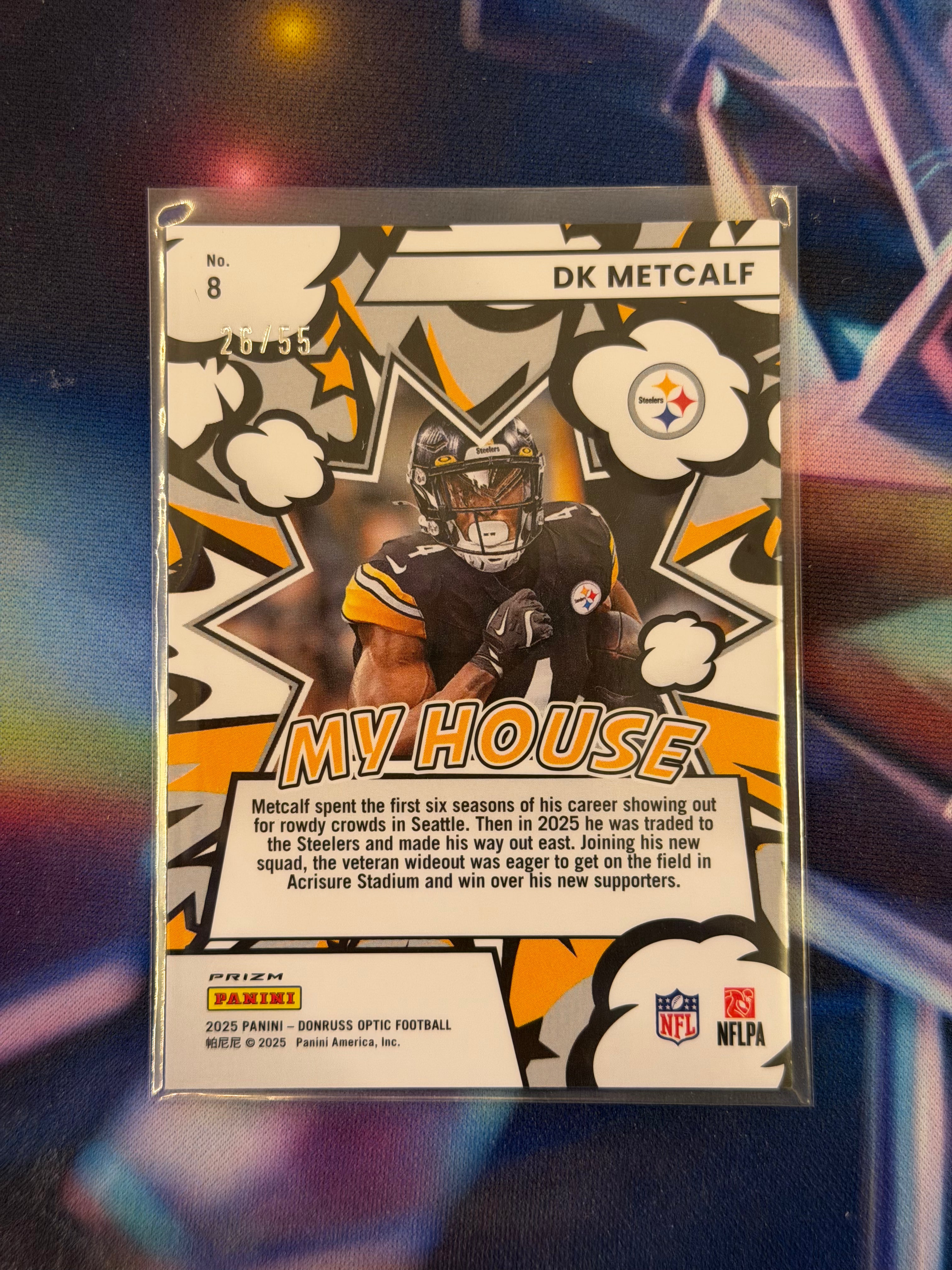 2025 NFL Panini Donruss Optic - D.K. Metcalf My House Blue Ice Limited to /55 - Steelers - Raw Ungraded Card