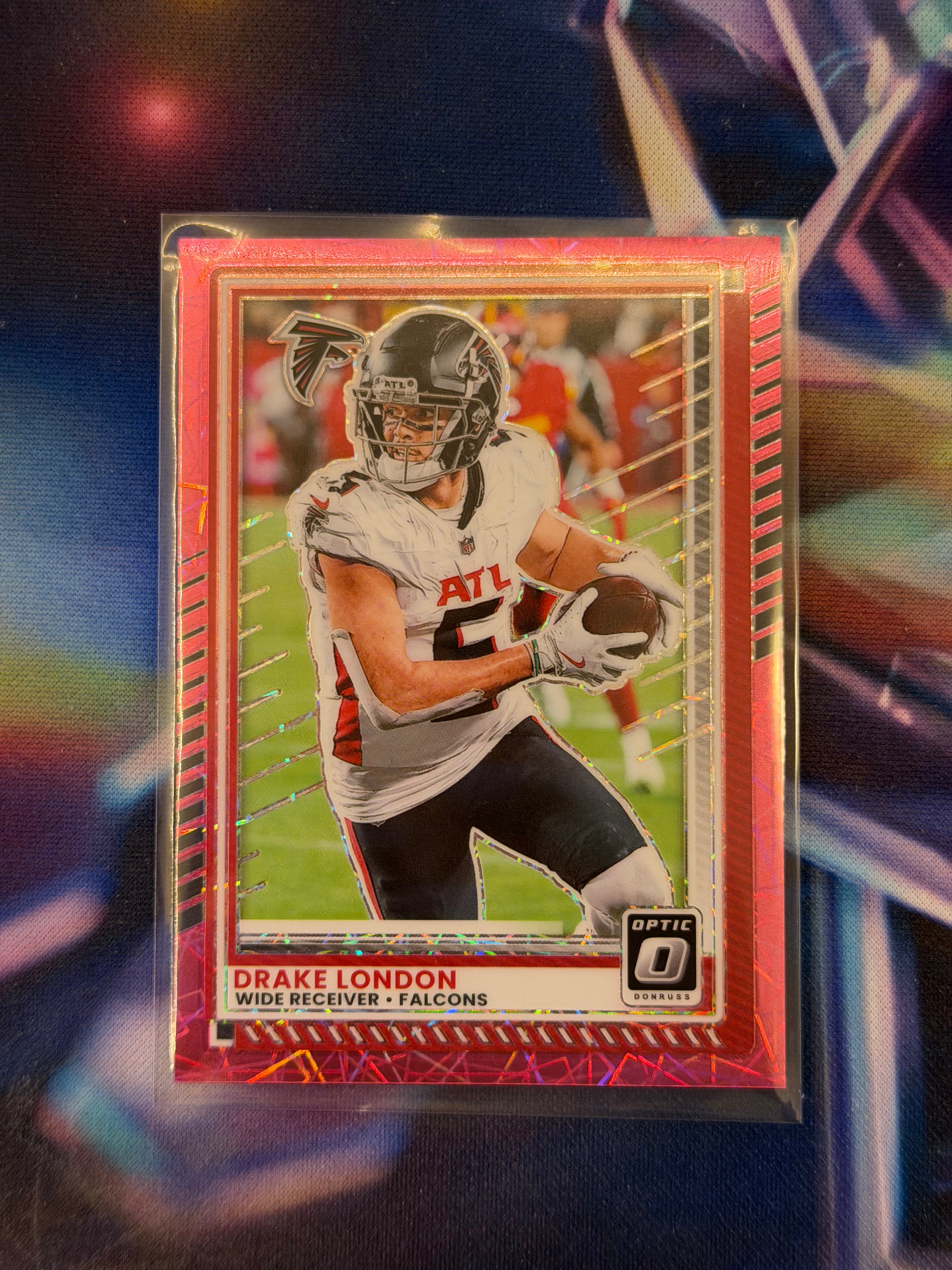 2025 NFL Panini Donruss Optic - Drake London Pink Velocity Prizm Limited to /99 - Falcons - Raw Ungraded Card