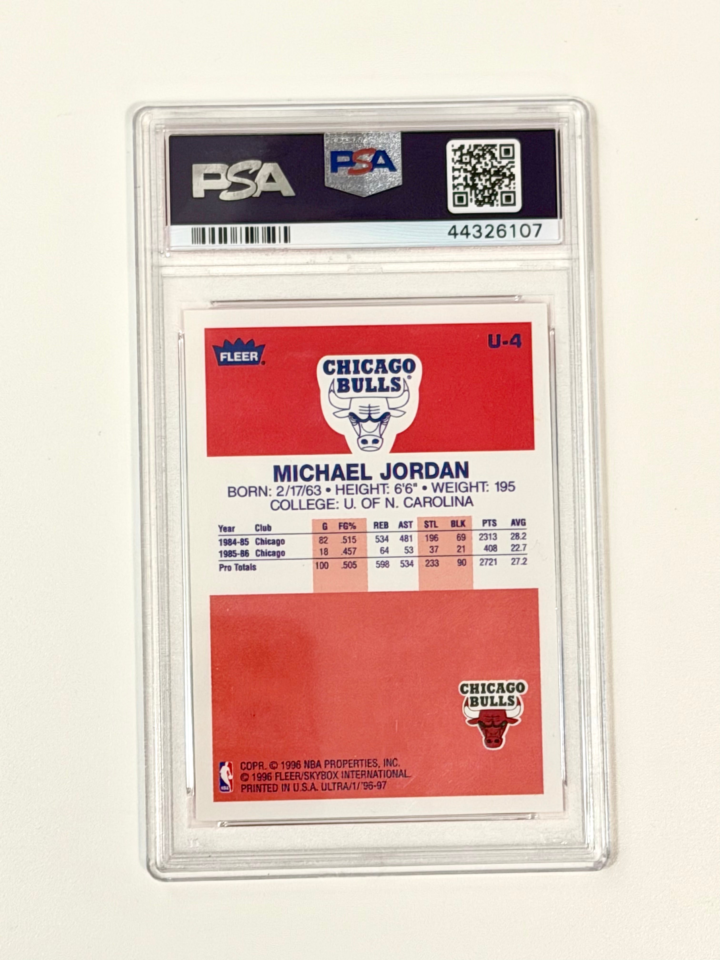 1996 Fleer Ultra Decade Of Excellence Michael Jordan U-4 - PSA 9