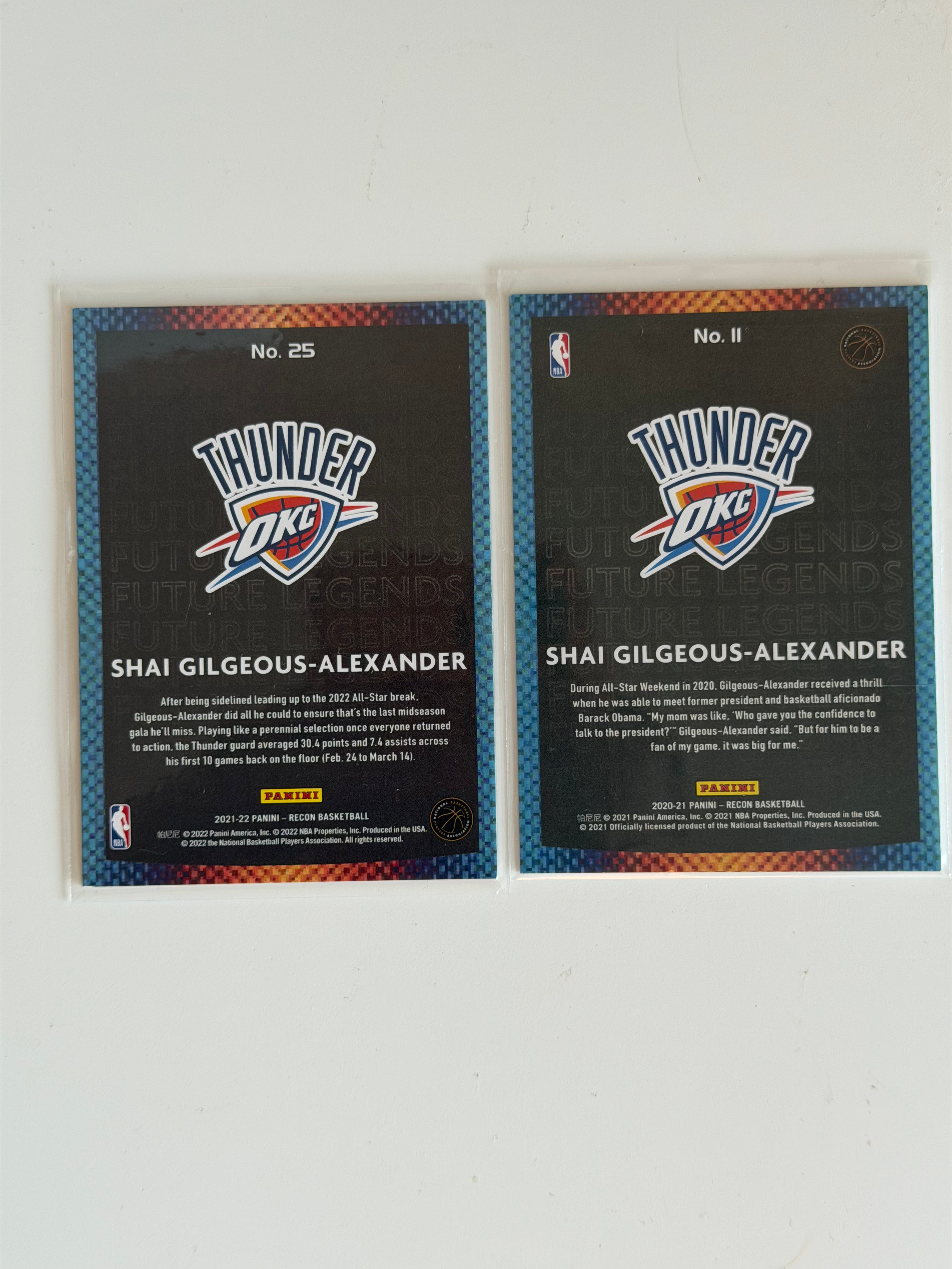 2020 + 2021 Panini Recon Future Legends Set of 2 - Shai Gilgeous-Alexander - Blue Limited to /199  - Raw Ungraded Cards