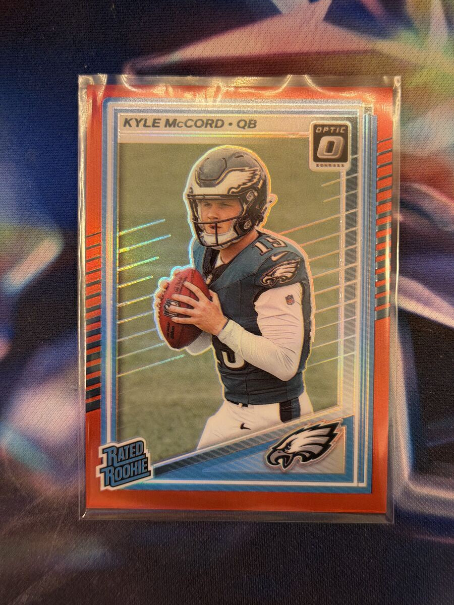Kyle McCord Rated Rookie Red Prizm Front - 2025 Donruss Optic