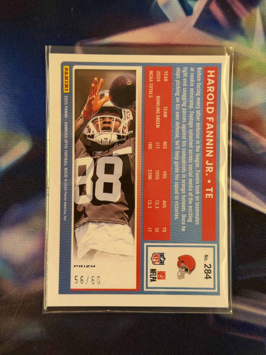 Harold Fannin Jr. Rated Rookie Purple Prizm Back - 2025 Donruss Optic