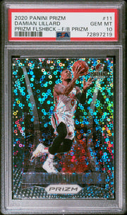 2020-21 Panini Prizm - Damian Lillard - Flashback Fast Break - #11  - PSA Graded Card
