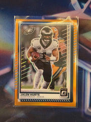 Jalen Hurts Orange Prizm Front - 2025 Donruss Optic