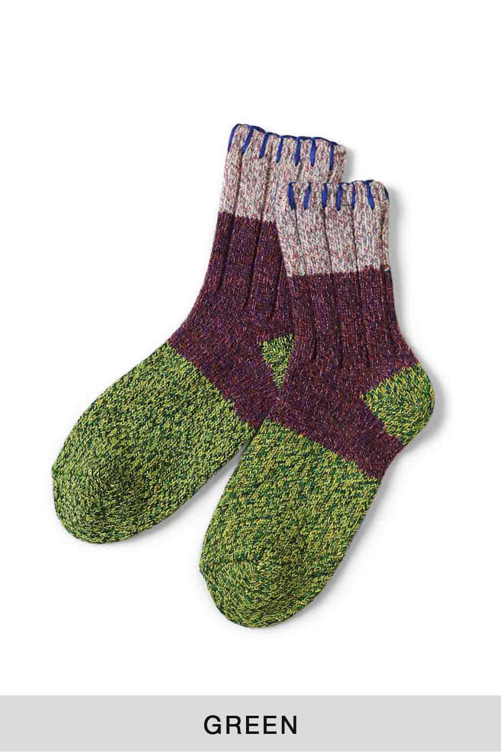 Kapital - 56 Yarns Grandrelle GOGH HOBO-Stitch Socks - Green  - Made in Japan