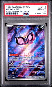 2024 Pokemon SVP En — SV Black Star Promo — 129 Pecharunt Shrouded Fable Elite Trainer Box — PSA Graded Card