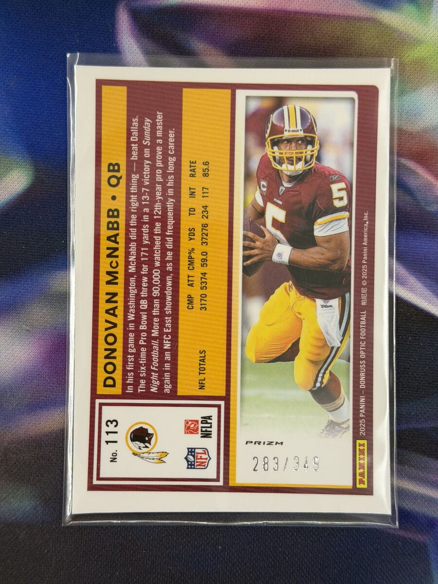 Donovan McNabb Aqua Prizm Back - 2025 Donruss Optic