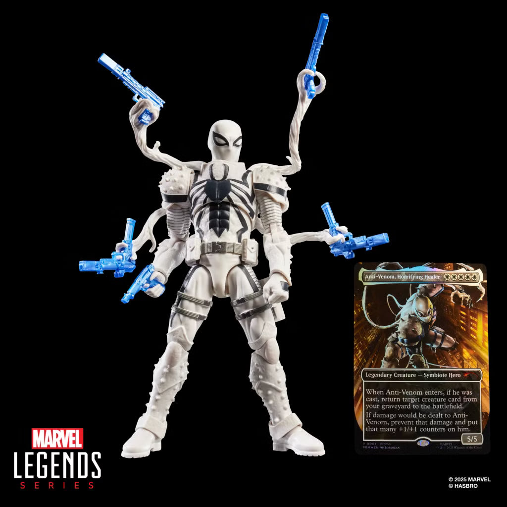 Marvel Legends x Magic: The Gathering - Complete Set of 4 Figures + Promo Cards (Battle-Damaged Spider-Man, Mary Jane Watson, Iron Spider, Man-Wolf, Agent Anti-Venom)