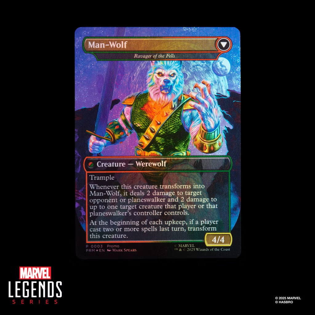 Marvel Legends x Magic: The Gathering - Complete Set of 4 Figures + Promo Cards (Battle-Damaged Spider-Man, Mary Jane Watson, Iron Spider, Man-Wolf, Agent Anti-Venom)