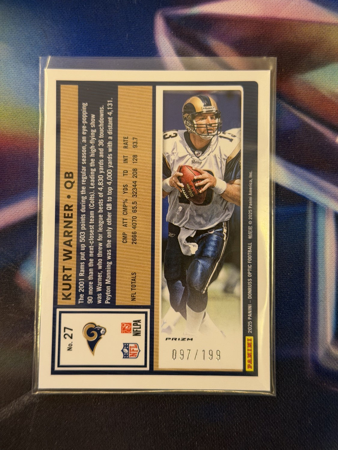 Kurt Warner Flex Emoji Prizm Back - 2025 Donruss Optic