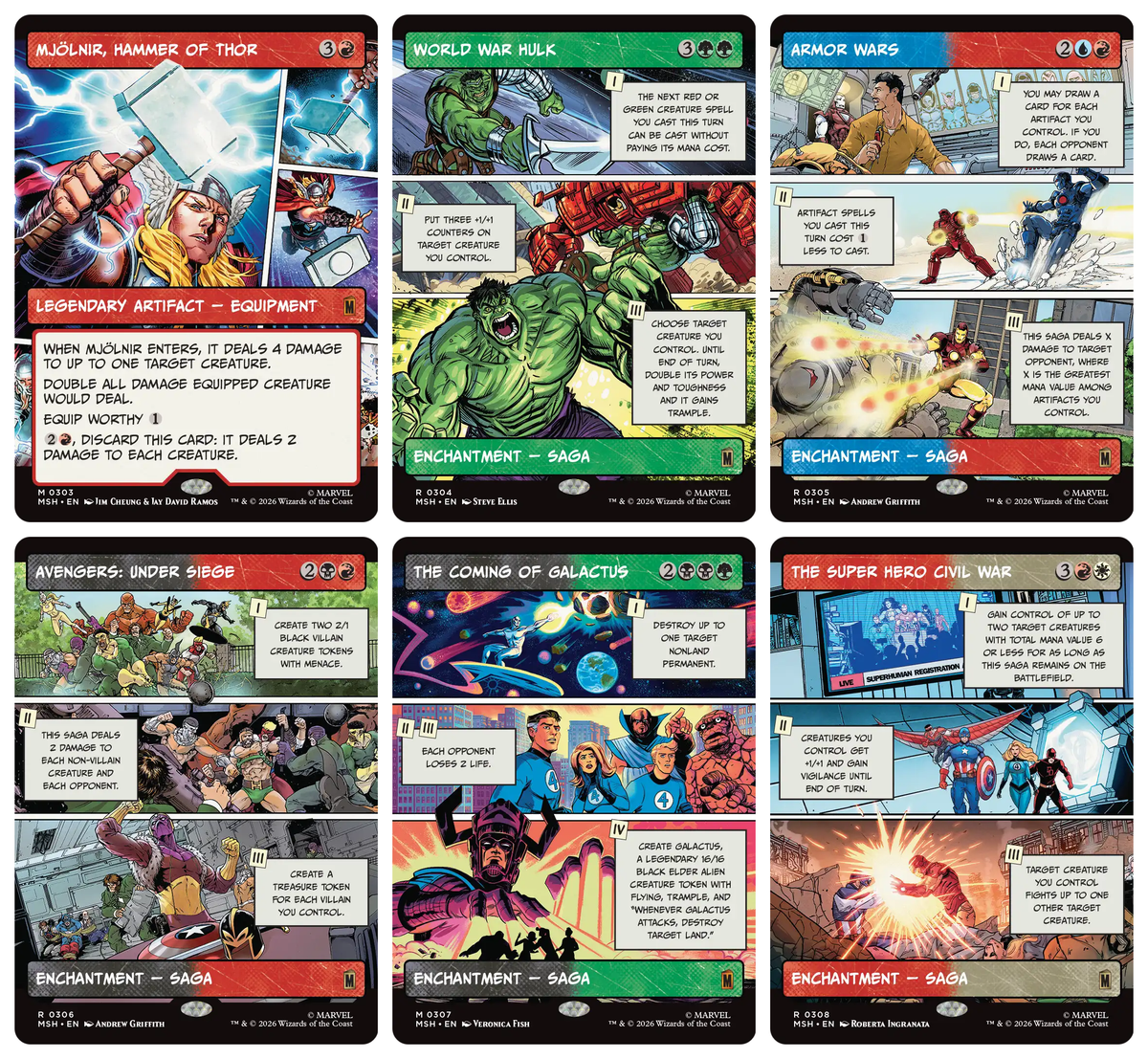 Magic The Gathering x Marvel Super Heroes Showcase Panel Cards- NORMAL Complete Set of 17 Cards