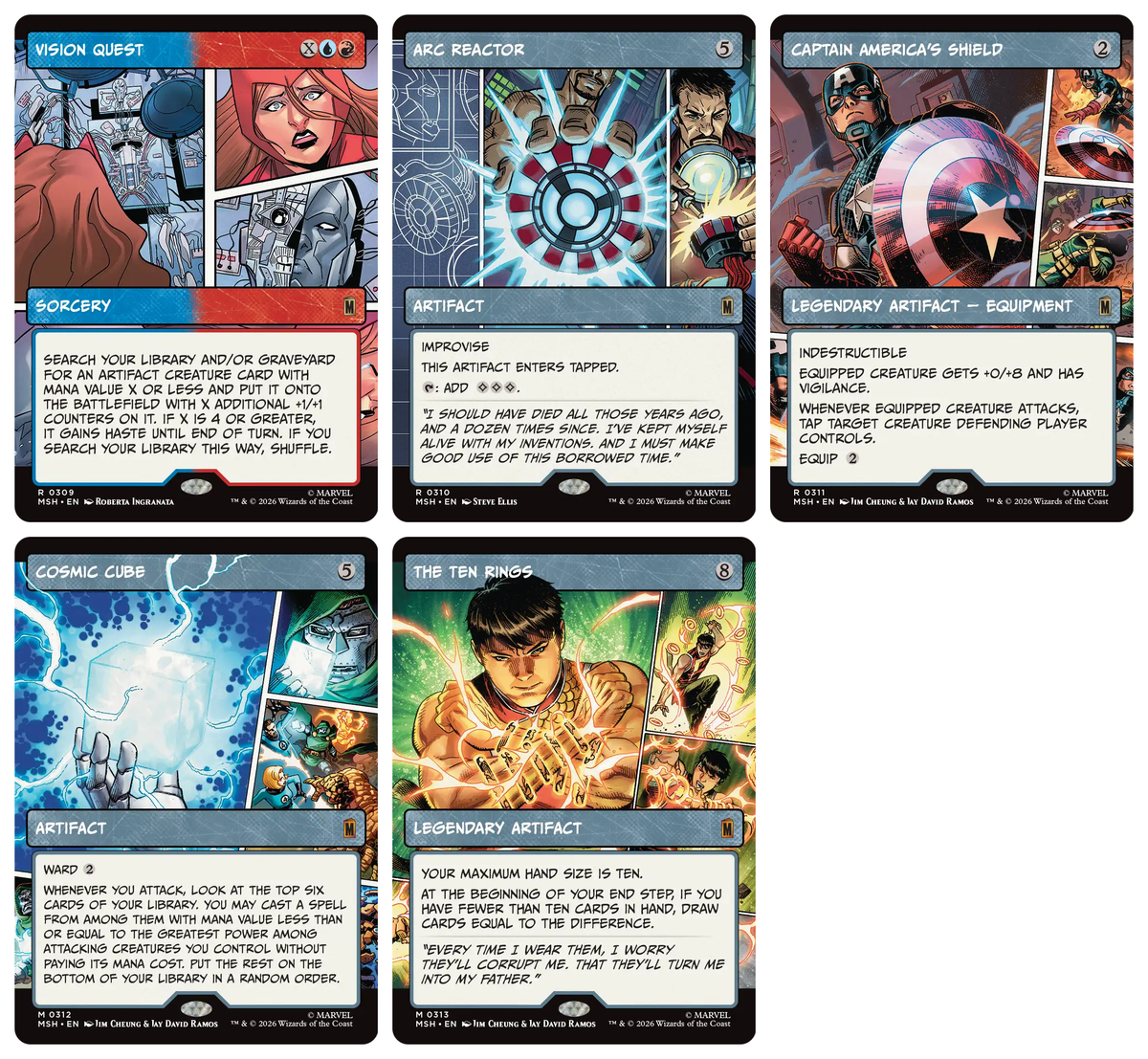 Magic The Gathering x Marvel Super Heroes Showcase Panel Cards- NORMAL Complete Set of 17 Cards