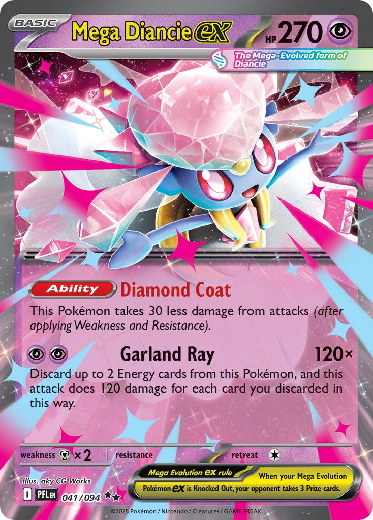 2025 Pokemon - Phantasmal Flames - Mega Diancie ex #41 -  PFL-EN - Raw Ungraded Card