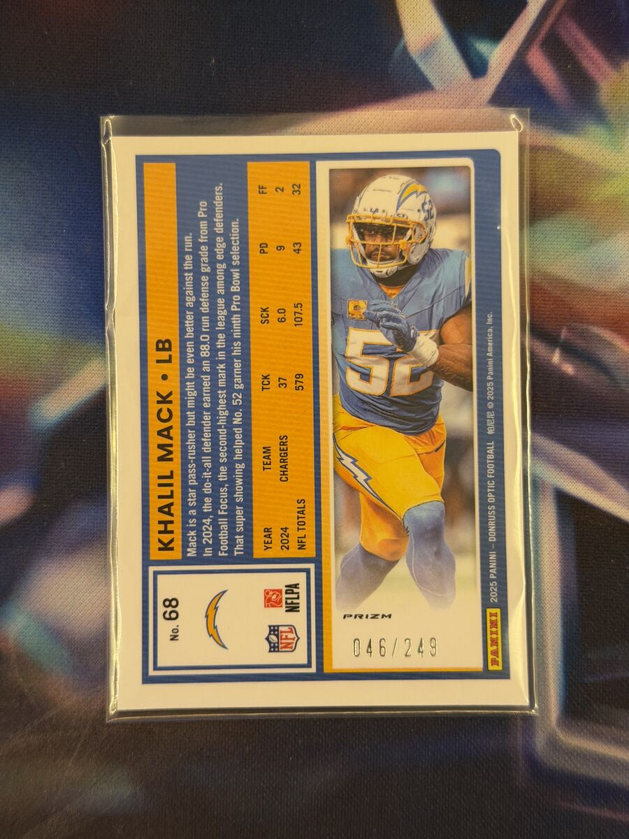 Khalil Mack Blue Prizm Back - 2025 Donruss Optic