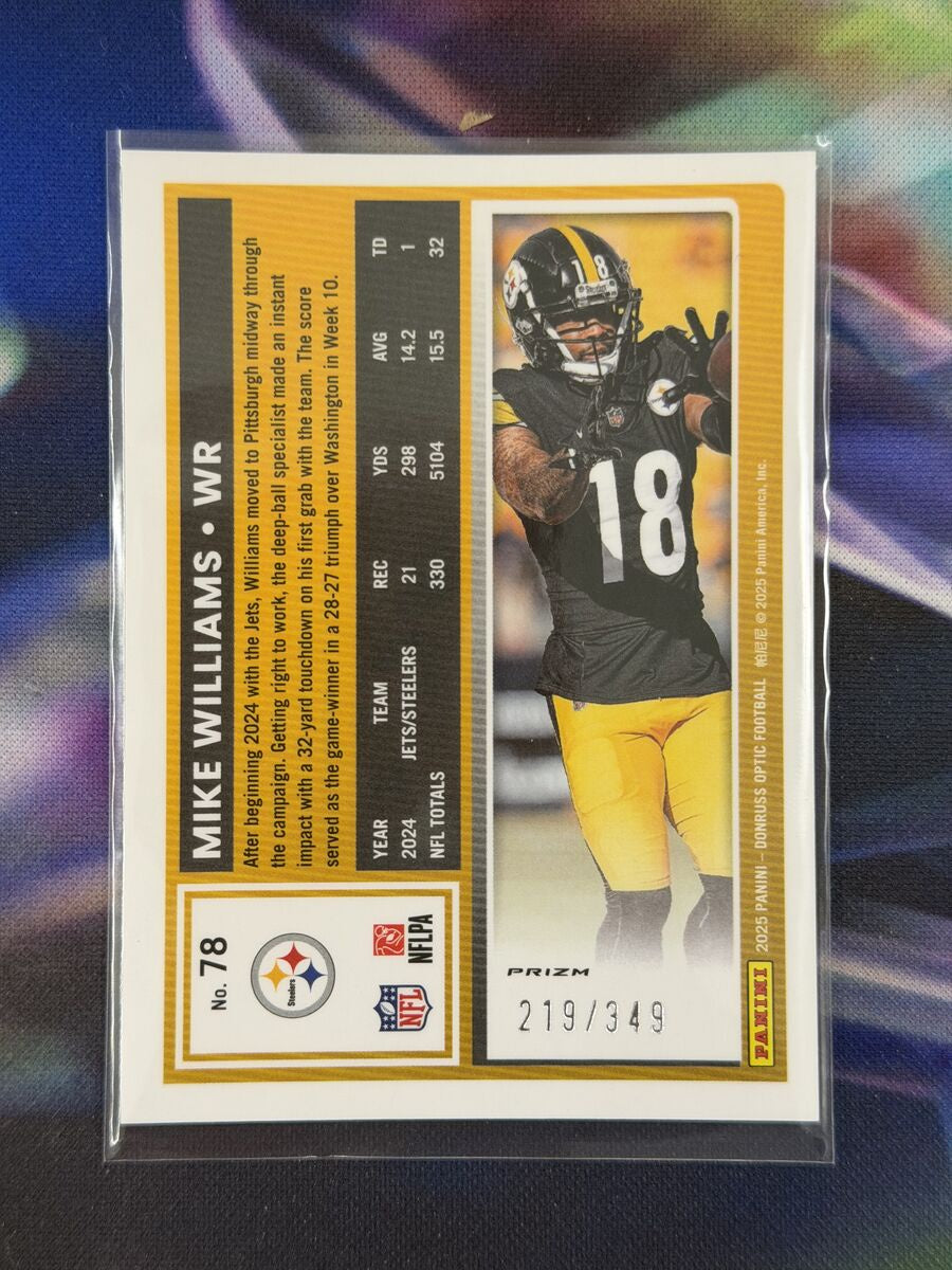 Mike Williams Aqua Prizm Back - 2025 Donruss Optic